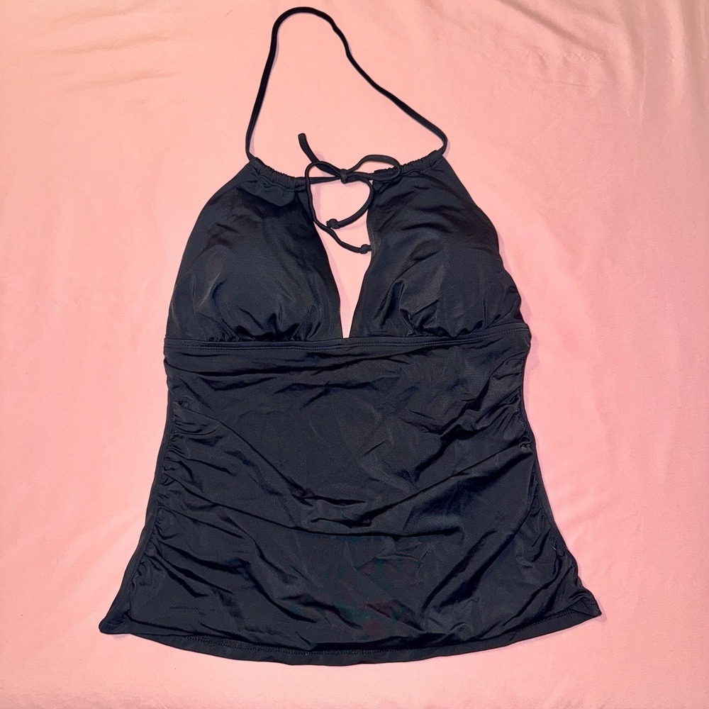 Coastal Blue Women's Convertible Halter Neck Tankini Swim Top Medium Black